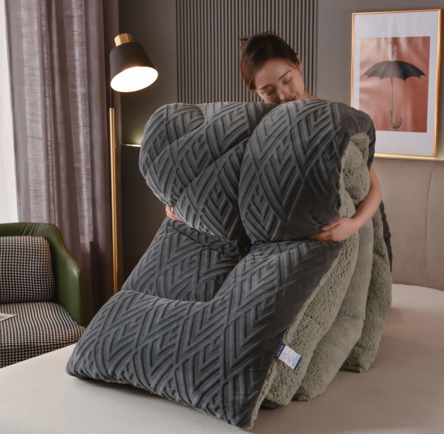 Jacquard Comforter - Dark Grey