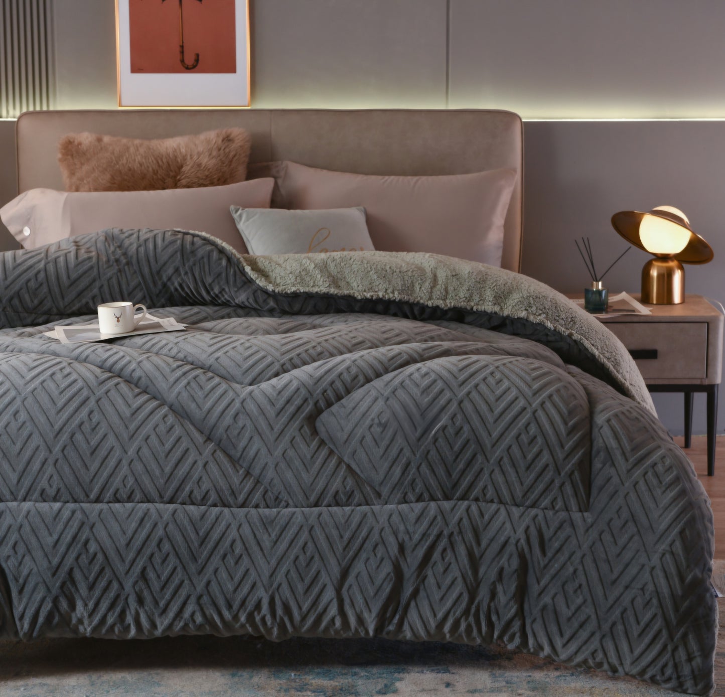 Jacquard Comforter - Dark Grey