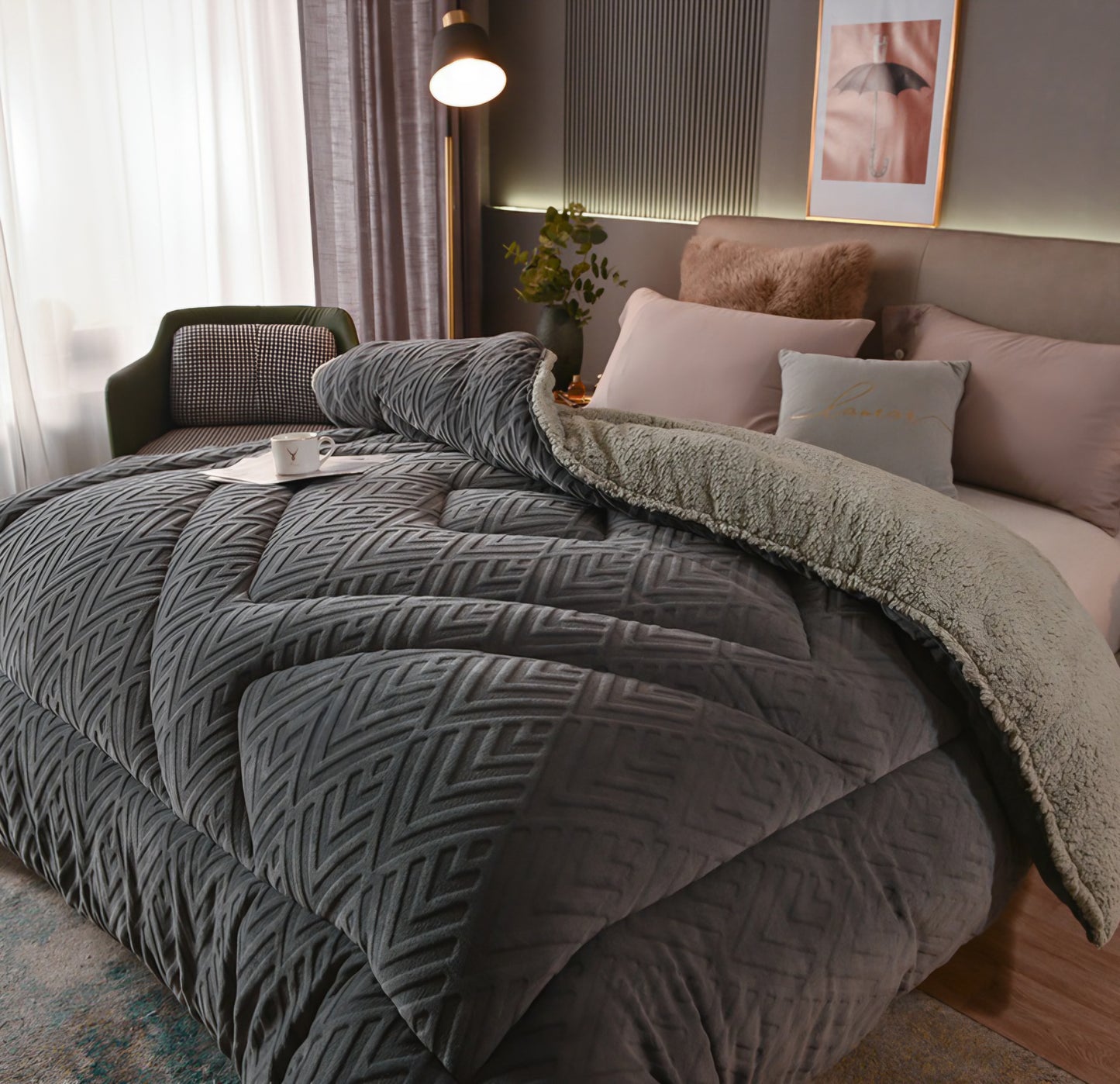 Jacquard Comforter - Dark Grey